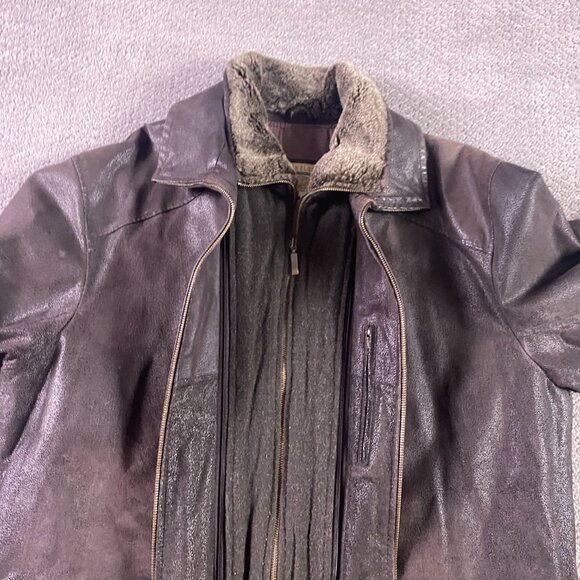 Nickelson Leather Jacket Men's Large Fits like XL Brown Double Zipper - Picture 5 of 14